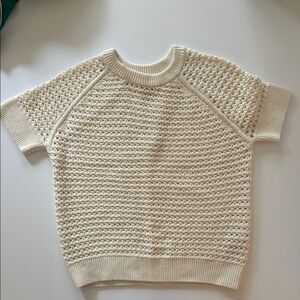 Varley Cream Knit Short Sleeve Sweater